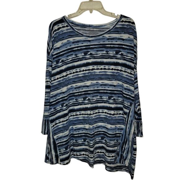 Women's WESTBOUND Blue Striped BLOUSE SIZES 3X - Picture 1 of 5
